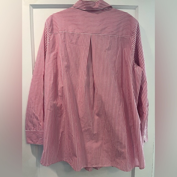 French Connection 100% Pink  White Striped Button Down and Shorts Set Size Large - Picture 8 of 15